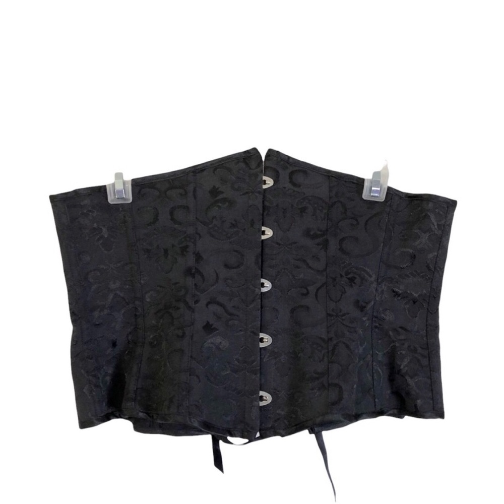 Black Patterned Shape Wear Corset Lingerie Mid Section Top